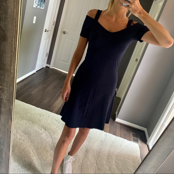 Three Dots Navy Blue Short Sleeve Dress - Picture 3 of 7